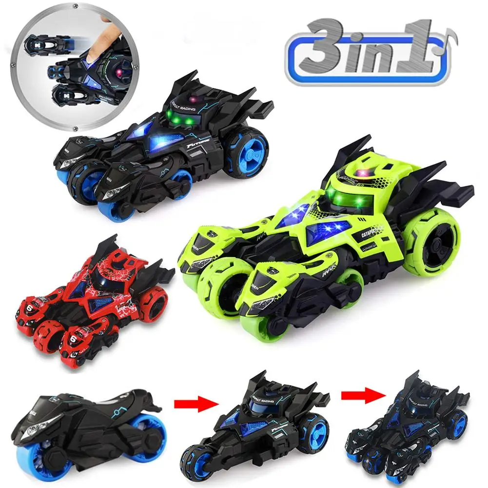 

3 In 1 Pull Back Car Toy Ejector Alloy Pull Back Chariot Light Music Catapult Motorcycle Child Toy
