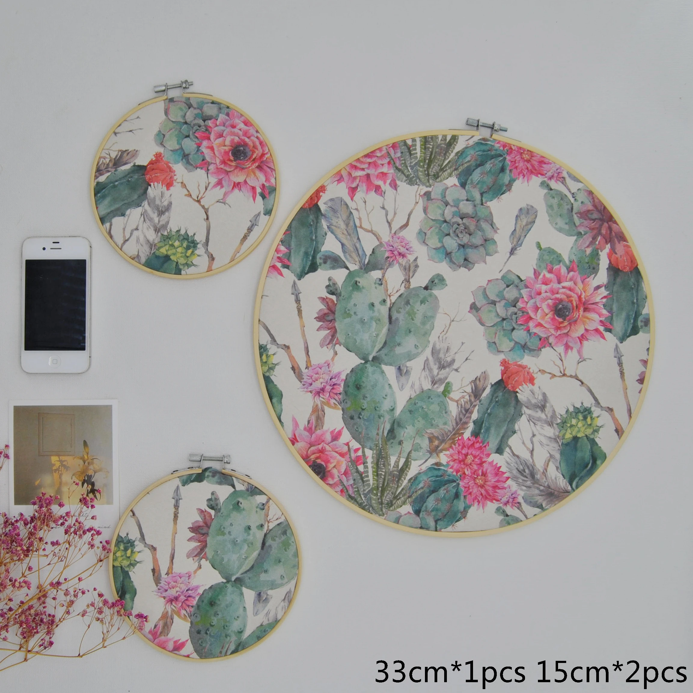 

(3pcs/set) original design Nature Bamboo round fabric wall decoration room décor colorful palnt Deer velet printing No.XT33-4