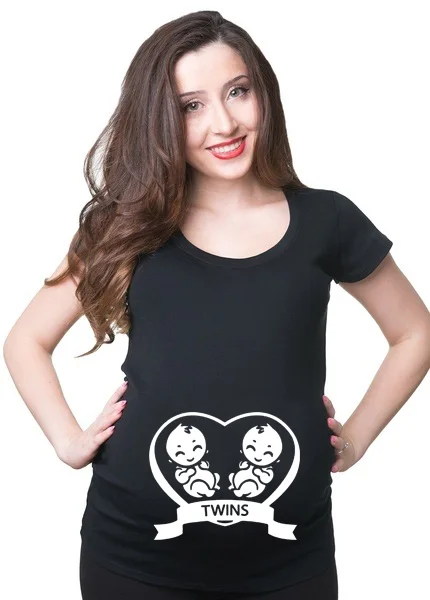 2021 Funny Maternity T-shirt Cute Comfortable Pregnancy T-shirt Twins Pregnancy T-shirt Summer Short Sleeve Tee Shirts Drop Ship 5