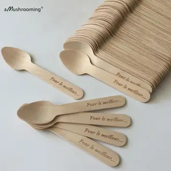 

100pcs disposable mini coffee stirring spoons custom engraved wooden appetizer dessert spoons party even serving spoon teaspoons