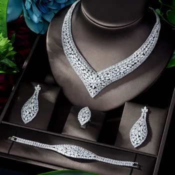 African Jewelry Set Zircon Crystal CZ Indian African Bridal Jewelry