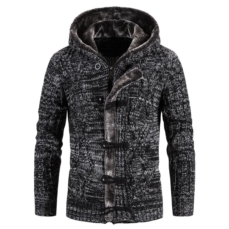 Men Coats Thick Hooded Cardigan Winter Cardigan Sweater Men Sweater Striped Mens Clothes Sweaters 2021 M-2XL British