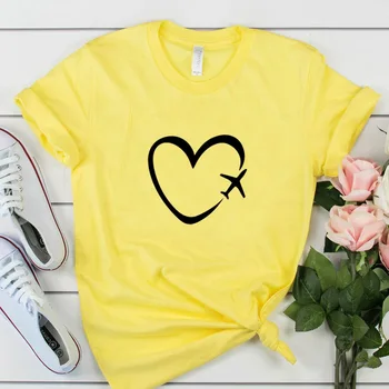 

Travel Plane Heart Love Short Sleeve T-shirt Women T Shirt Summer Cotton TShirt Women Casual Tee Shirt Femme Tumblr Graphic Tees