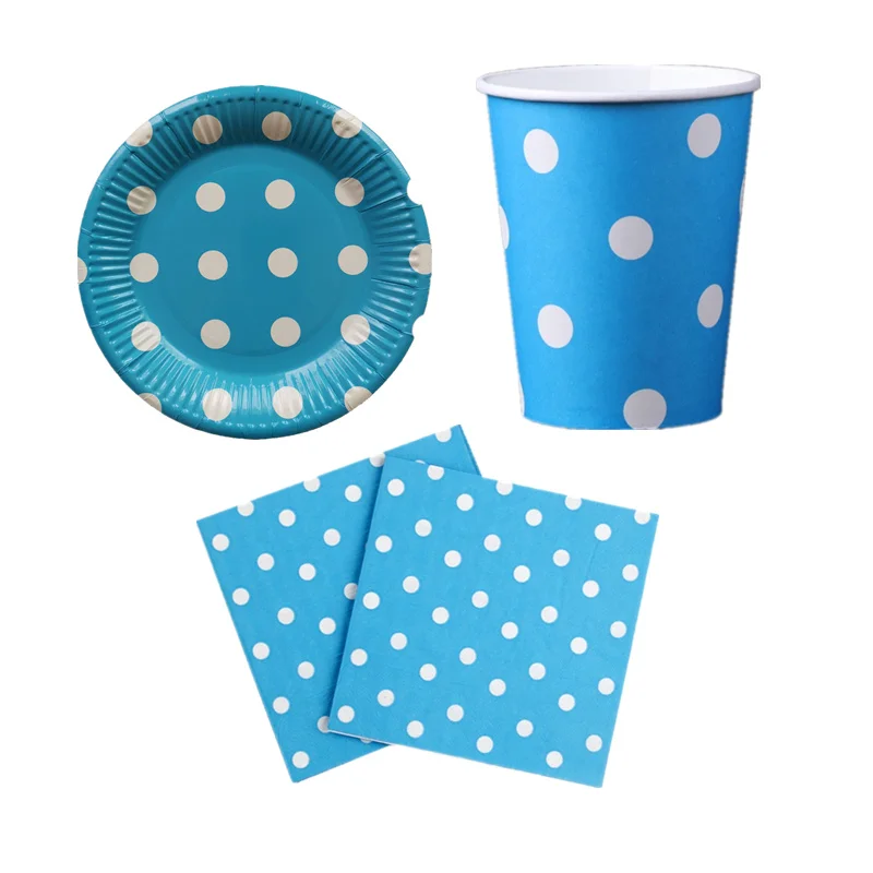 60 шт./лот мальчиков сувениры чашки украсить желтая точка мультяшную тему посуда набор «С Днем Рождения» тарелки для вечеринки будущей матери Бумага салфетки - Цвет: Blue