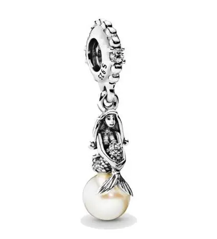 

Original 925 Sterling Silver Bead Charm Pearl Diney Luminous Ariel Dangle Beads Fit Pandora Bracelet & Necklace Diy Jewelry