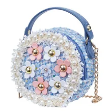 Детская мини-сумка на плечо для девочек, сумочка с искусственным жемчугом и цветами, подарки с цепочкой, Лучшая распродажа-WT