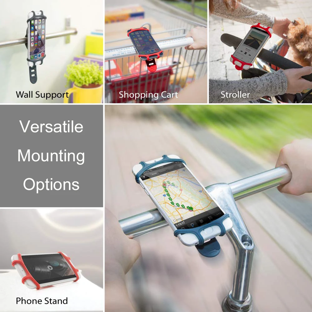 Universal Silicone Bike Bicycle Phone Holder Mobile Phone Motorcycle  Handlebar Bracket Stand for iPhone 12 11 Pro Max XS Xiaomi