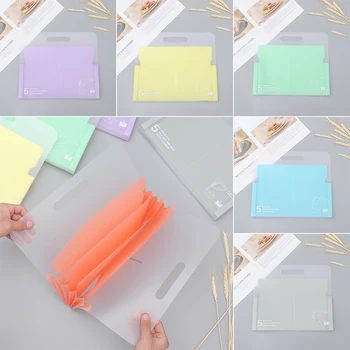 

1PC Portable Organ Bag Document Bag File Folder Expanding 5 Grid A4 Organizer Paper Holder File Case Office School Supplies Gift