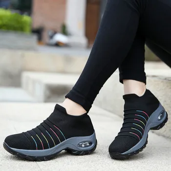 

Sneakers women shoes 2019 new fashion women stripe sock sneakers mesh vulcanized shoes casual sports shoes woman tenis feminino