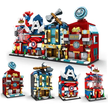 

Superhero Cartoon Creative Street View Series Building Block Captain Steel Child Assembled Children Toy Gifts for Kids