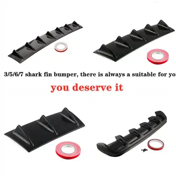 

New Universal Car Rear Bumper Lip Diffuser 7Fin Shark Fin Style Car Bumper Spoiler Lip Spliter Car-Styling ABS Plastic For Any