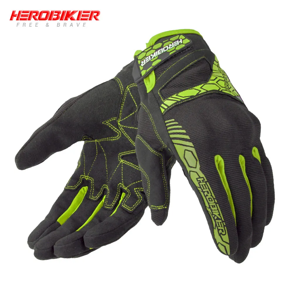 HSTX-001-GN HEROBIKER Перчатки для мотоциклистов, перчатки для гонок по бездорожью, мотоциклетные перчатки для мотокросса, перчатки для мотокросса, Перчатки для мотоциклистов - Цвет: HSTX-001-GN