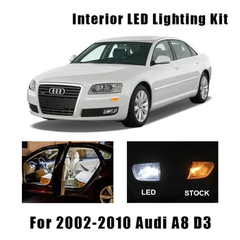 

23pcs Error Free White Car LED Interior Light Bulbs Kit Fit For Audi A8 D3 2002-2008 2009 2010 Map Ceiling License Plate Lamp
