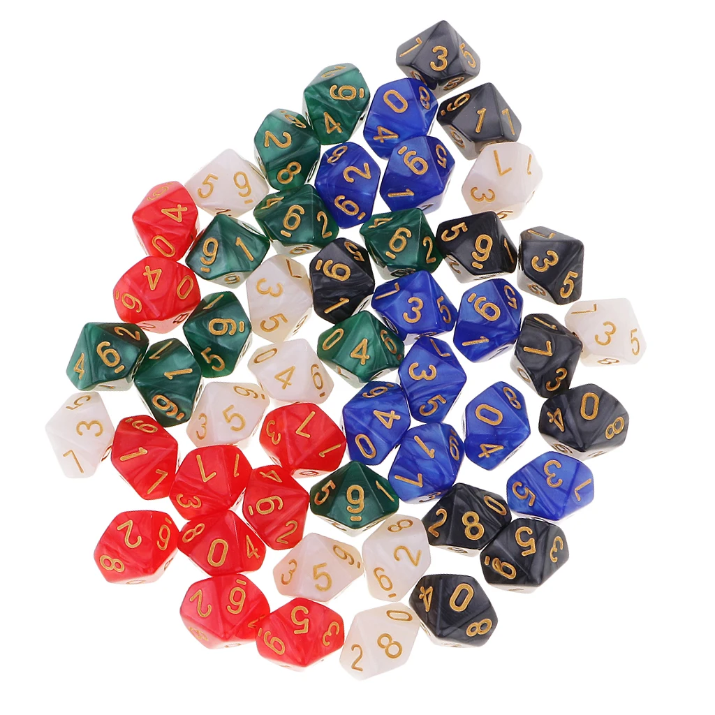 50 Pieces D10 Dice 16mm 10 Sided Die Set with Dice Bag for D&D Role Playing Games