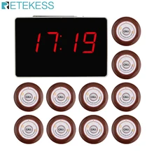 Retekess Guest Call Wireless Calling System Voice Report Receiver Host+10pcs Call Button Restaurant Equipments Pager F3360 pager system for restaurant waiter calling system wireless voice call pager 1 receiver host display 8 call button transmitter