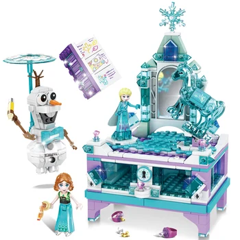 

520pcs Dream Princesses Castle Box Elsa Ice Castle Princesses Anna ICE Horse Building Blocks Gift Toys Compatible 41168 41169