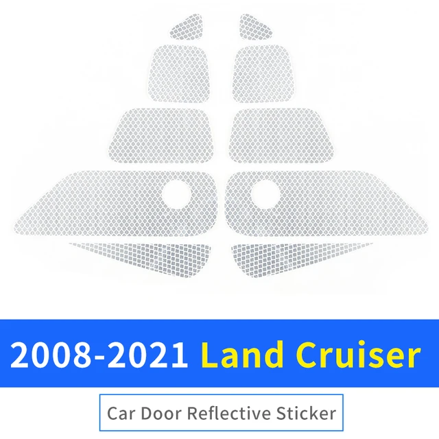 Car Door Safety Reflective Warning Stickers Toyota Land Cruiser 200 Modification Accessories LC200 Car Body Anti-Collision White