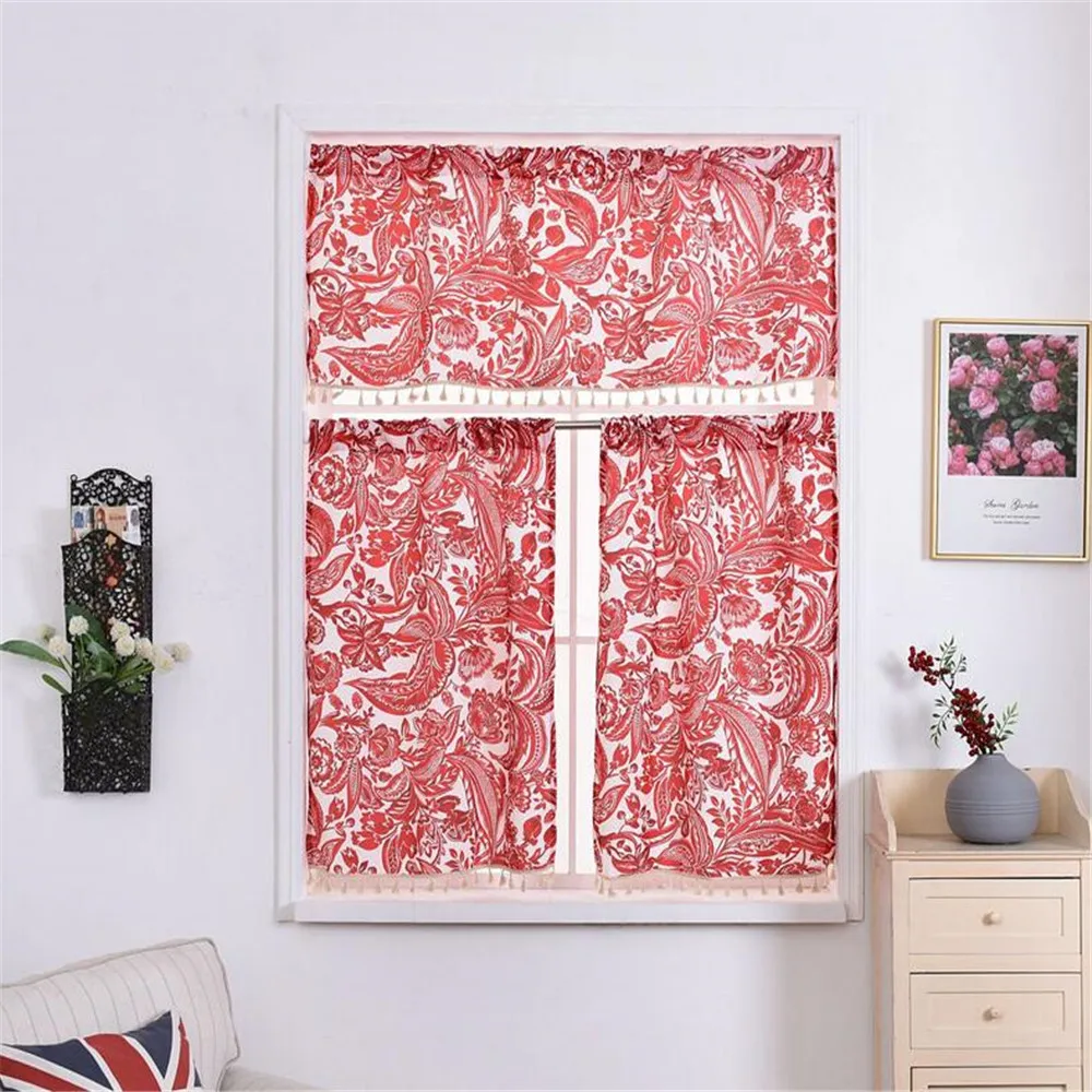 Перегородка с геометрическим принтом и кисточкой занавеска для гостиной кухни