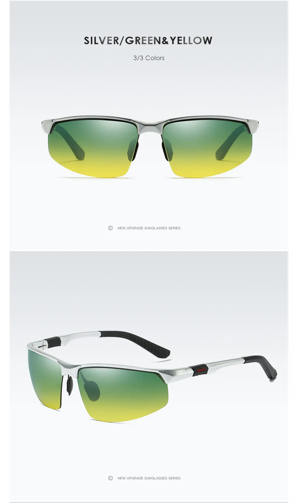 Occhiali da sole di design di marca Occhiali da sole polarizzati quadrati in alluminio e magnesio Tonalità di guida diurne e notturne antiriflesso_voghion.com