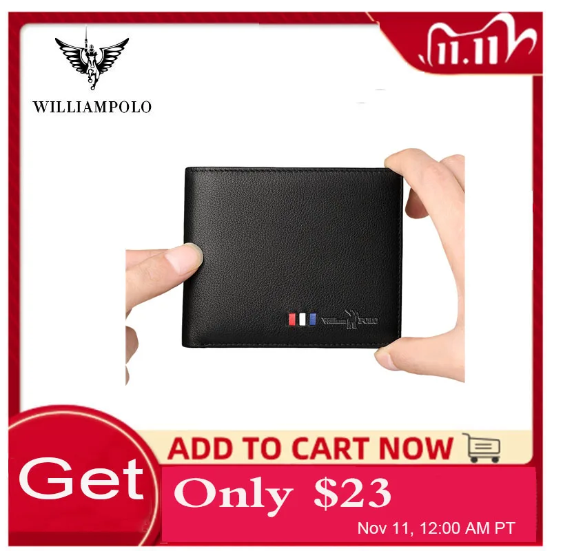 WILLIAMPOLO мужские кошельки из натуральной кожи Повседневный тонкий кошелек с