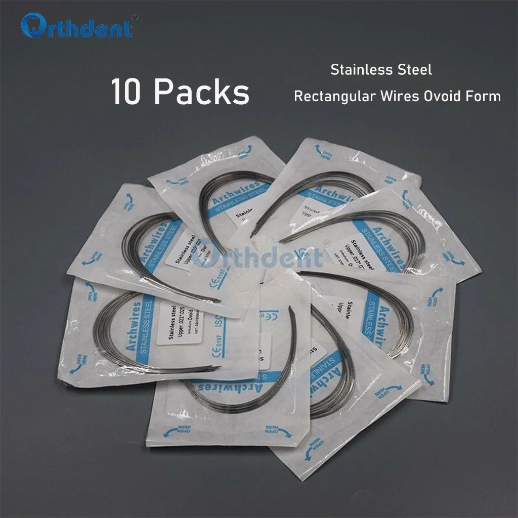 

10 Packs Dental Stainless Steel Wires Orthodontic Appliance Rectangular Arc for Braces Ovoid Form Dentistry Treatment Materials