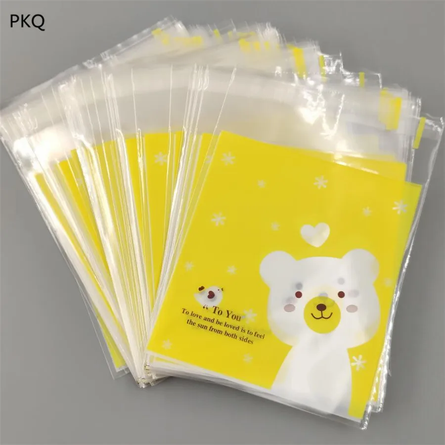 

500pcs/lot Cute Carton Clear Self-adhesive Bag Christmas Candy Cookie Gift Bag Plastic Packaging Bag For Wedding Birthday Party
