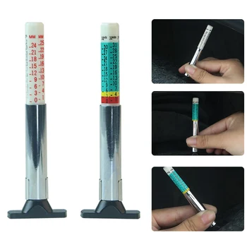 

Car Tyre Measuring Pen Color Coded Universal Tyre Tread Depth Measuring Tool Cylindrical 25mm Depth