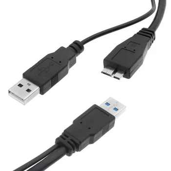 

USB 3.0 Dual Power Y Shape 2 X Type A to Micro B Super Speed Cable External Hard Drives Extension Wire Connector AS99