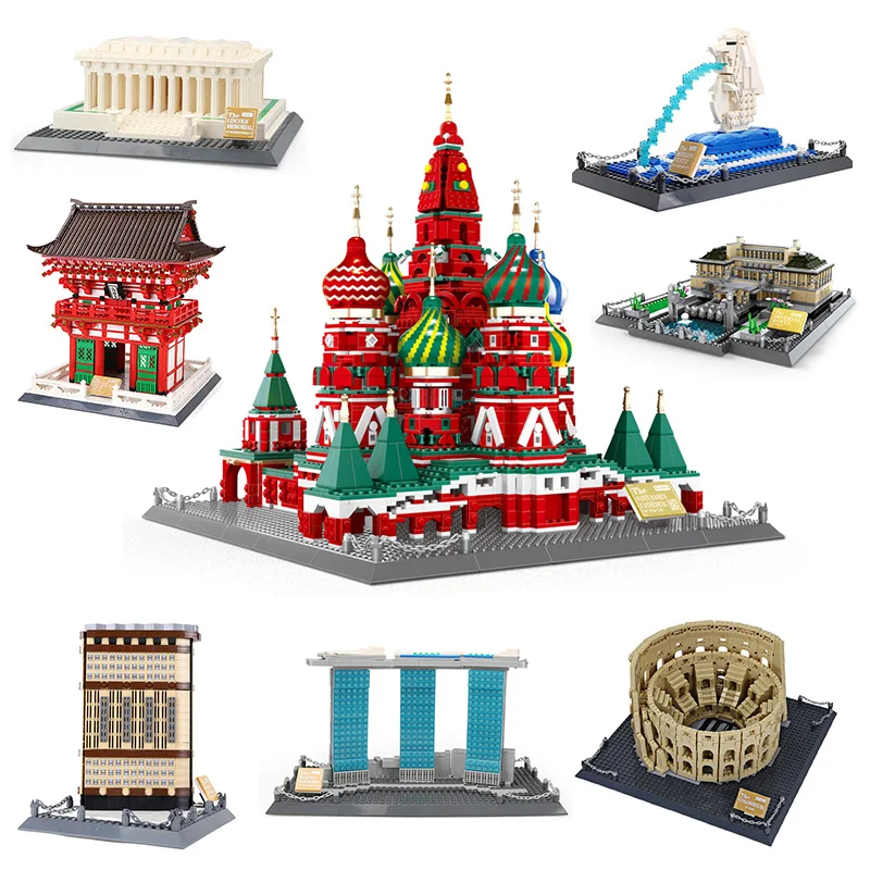 

City Compatible Architecture Mini Building Blocks World Famous Architectural Model Statue Liberty Collection Toys Children Gift