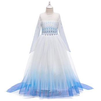 

Girls Dress Up Princess Elsa Skirt Snow Queen Sequin Cartoon Cloak Mesh Dress Cosplay Halloween Dress