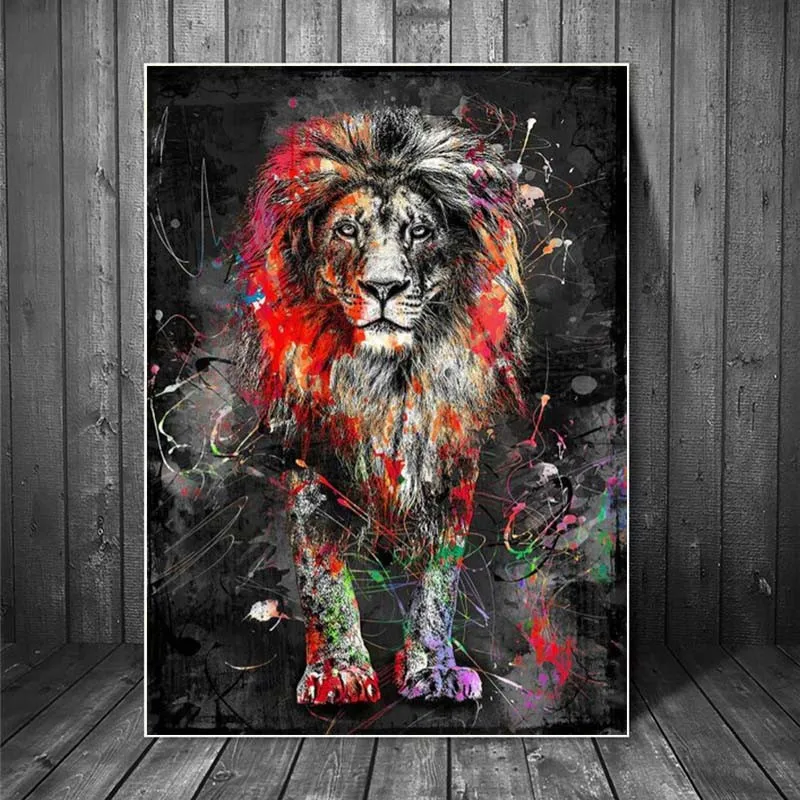

Colorful Lion Wall Art Canvas Painting Nordic Posters and Wall Prints Animal Pictures for Living Room Cuadros Home Decor