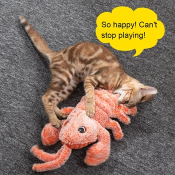 

New USB Charging Electric Fish Toy Charging Simulation Dancing Moving Floppy Lobster Cats Toy Tooth Cleaner Plush Pet Cat Toy
