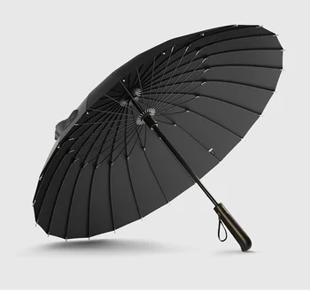 

Hot Sale Brand Rain Umbrella Men Quality 24K Strong Windproof Glassfiber Frame Wooden Long Handle Umbrella Women's Parapluie