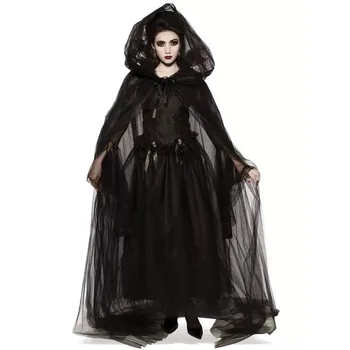 

Aduld Women Halloween costume 2019 black cape vampire Witch demon dark bringer costume Halloween Carnival Purim party costumes
