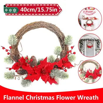 

Christmas Flower Wreath Hanging Flannel Decor Garland