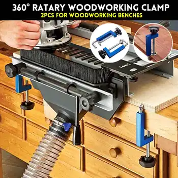 

2Pcs Aluminum Alloy 360 Degree Ratary Woodworking Wood Gluing Clamp G Clip Dedicated Fixture Woodworking Tools