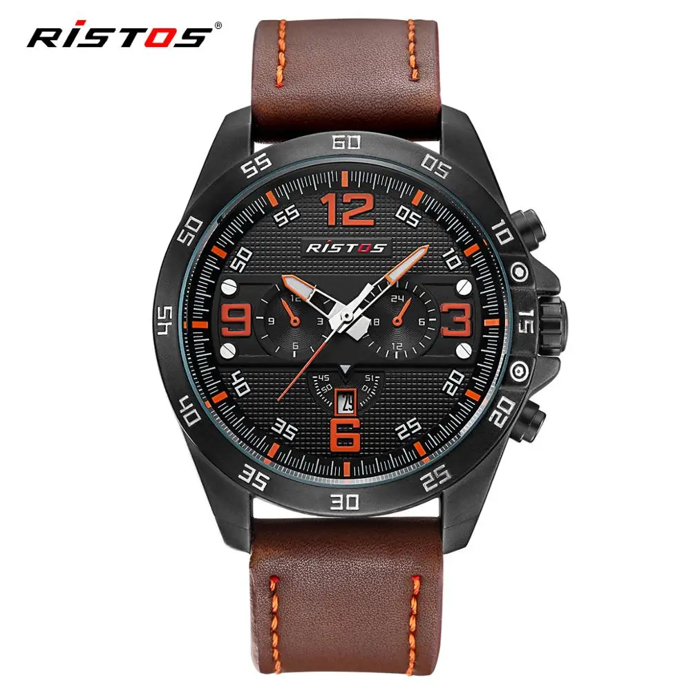 

RISTOS 2020 Sports Quartz Watch Leather Watches Reloj Masculino Army Analog Watch Military Watch Fashion Reloj Hombre Extreme