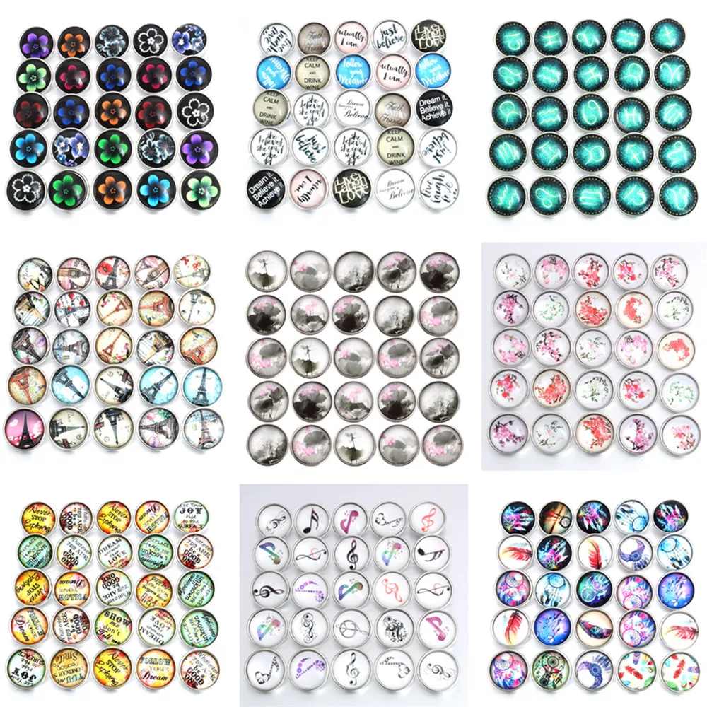 Bracelet Jewelry Metal Snap Buttons 10pcs/lot Mixed Interchangeable Snap Jewelry