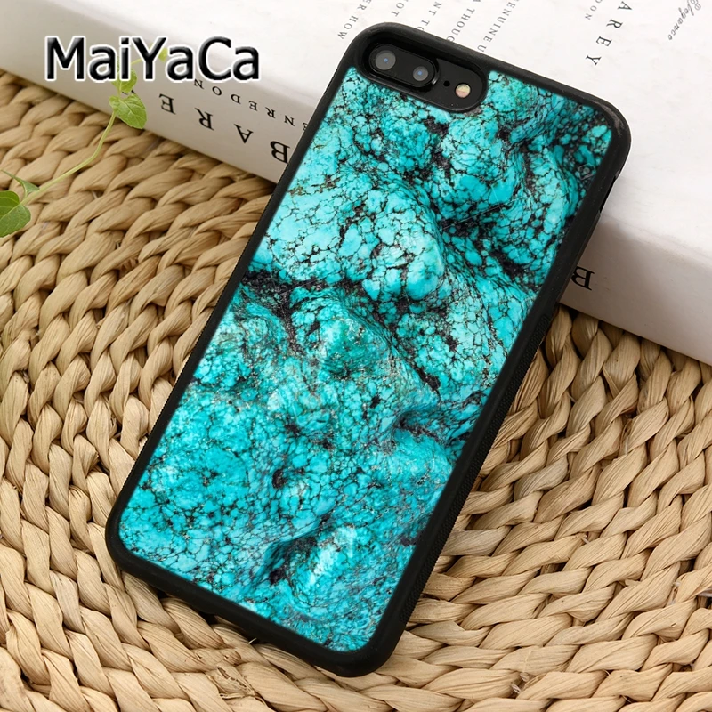 Чехол для телефона MaiYaCa с бирюзовым камнем и мраморным узором iPhone 5 SE 6 6s 7 8 Plus X XR XS 11