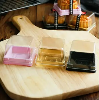 

50g Square Moon Cake Trays Mooncake Packaging Box Container Holder With Covers Plastic Moon Cake Boxes 50 Sets