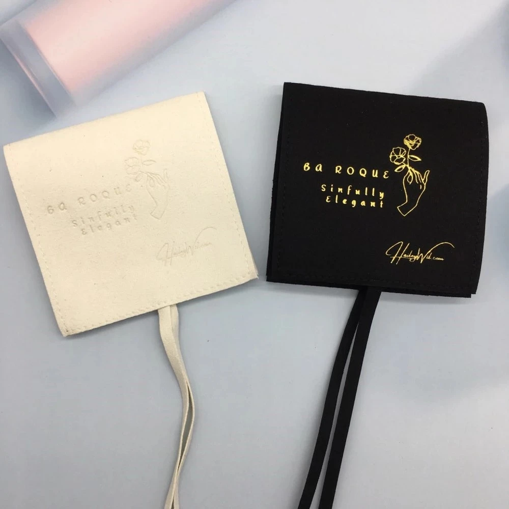 50pcs Personalized Text Logo microfiber Business Jewelry envelope pouches chic small packaging Earrings Bags for Necklace