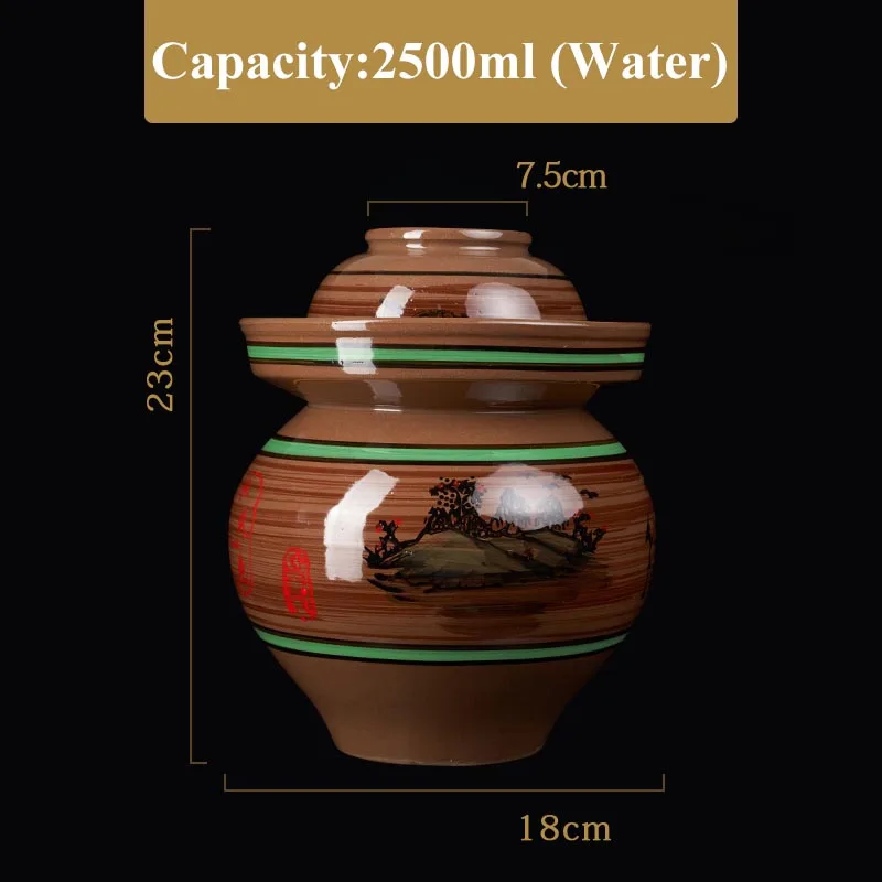 2500ml(84.5oz) Утолщенная бутылка Kimchi, китайская керамическая банка для маринования, ночные пятна, маринованная квашеная капуста, контейнер для хранения, запечатанные банки - Цвет: 2500ml(84.5oz)