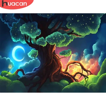 

HUACAN Pictures By Numbers Tree Landscape Oil Painting Fower Scenery Kits Drawing Canvas HandPainted DIY Home Decoration