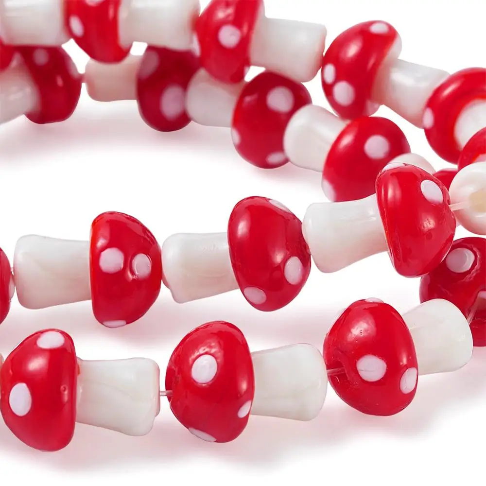 Wholesale Mushroom Handmade Lampwork Beads Strands 