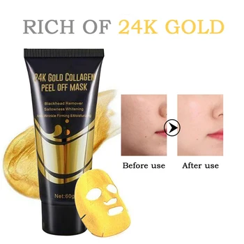 

24K Gold Collagen Facial Mask Anti Aging Whitening Wrinkle Lifting firming to blackheads Smooth Tear Peel Off Masks Skin Care