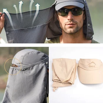 

Hot Quick Dry Detachable Fishing Pesca Hat Fisher Man Cap Sunshade Polyester Solid Bucket Cap for Summer Outdoor Sports