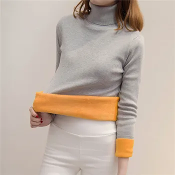

Furring and Thickening Woman's Sweaters Autumn and Winter 2019 New Fashion Loose High-collar Knitted Sweater Pullovers