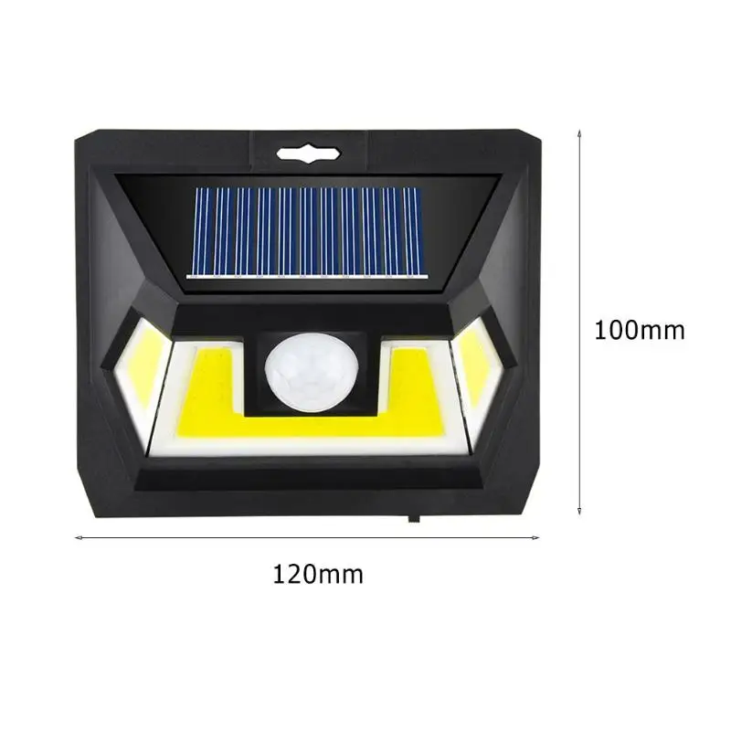 54LED COB Открытый Солнечный настенный светильник датчик движения водонепроницаемый 3 сторонних света