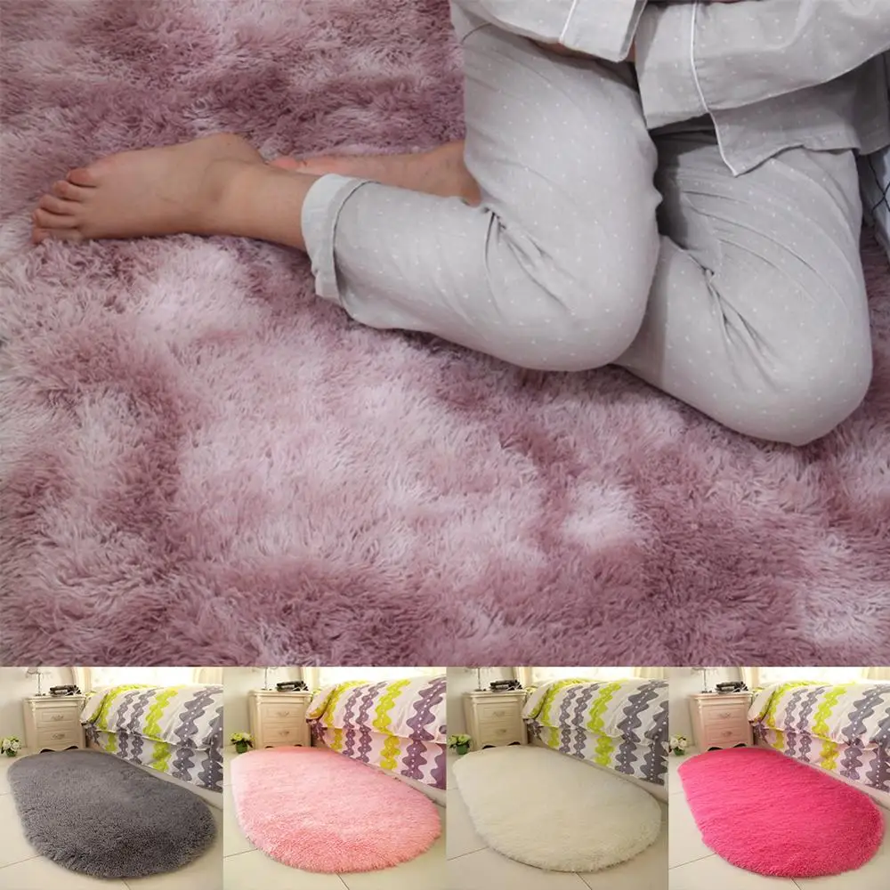 Fluffy Oval Rug Carpets for Living Room Home Decor Bedroom Kid Room Floor Mat Decoration Salon Pile Rug 40*60cm Plush floor mat shaggy rugs