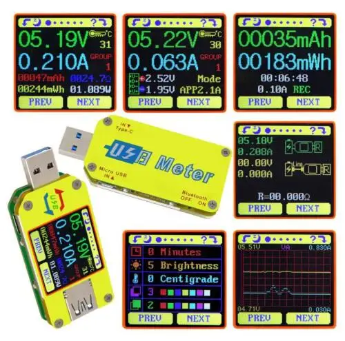 UM34C USB 3,0 тип-c измеритель напряжения тока тестер заряда батареи+ приложение для Android